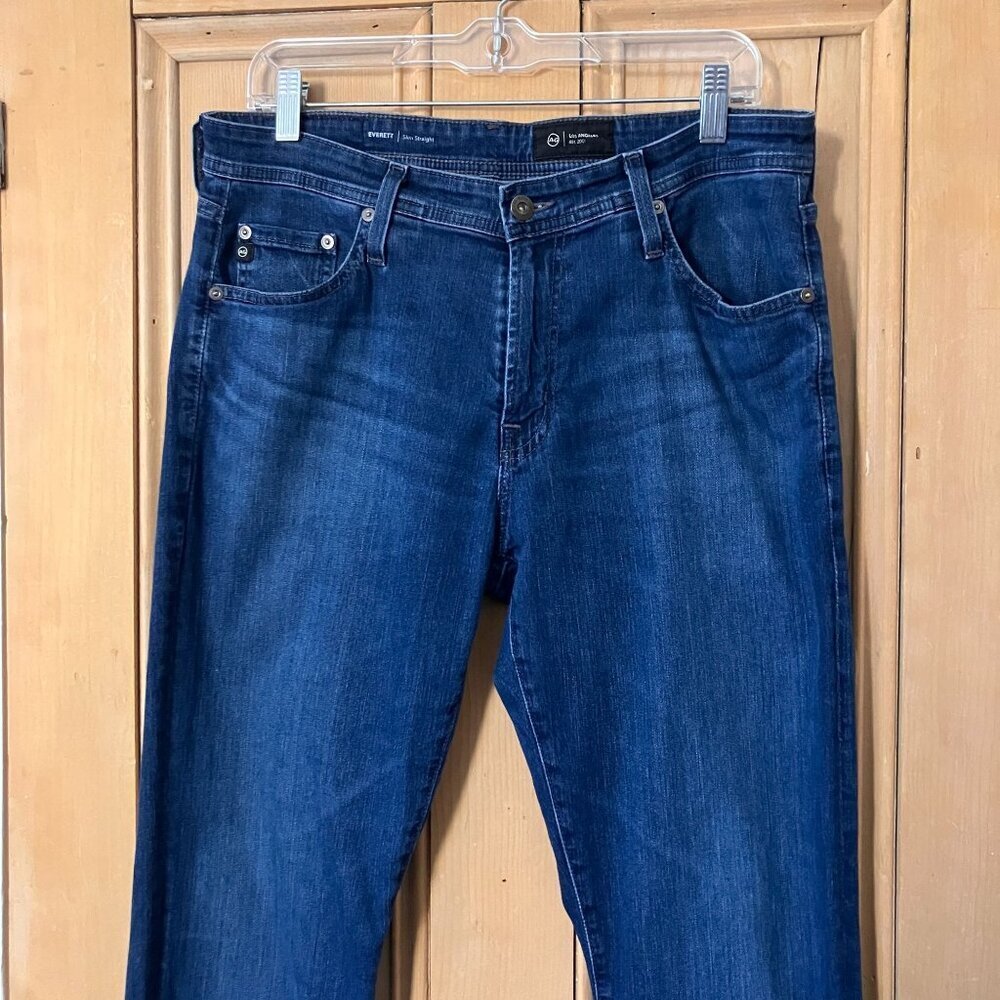 AG Mens Adriano Goldschmied CROP Everett Slim Straight Jeans 33x28 Blue AN EXC - Picture 4 of 12